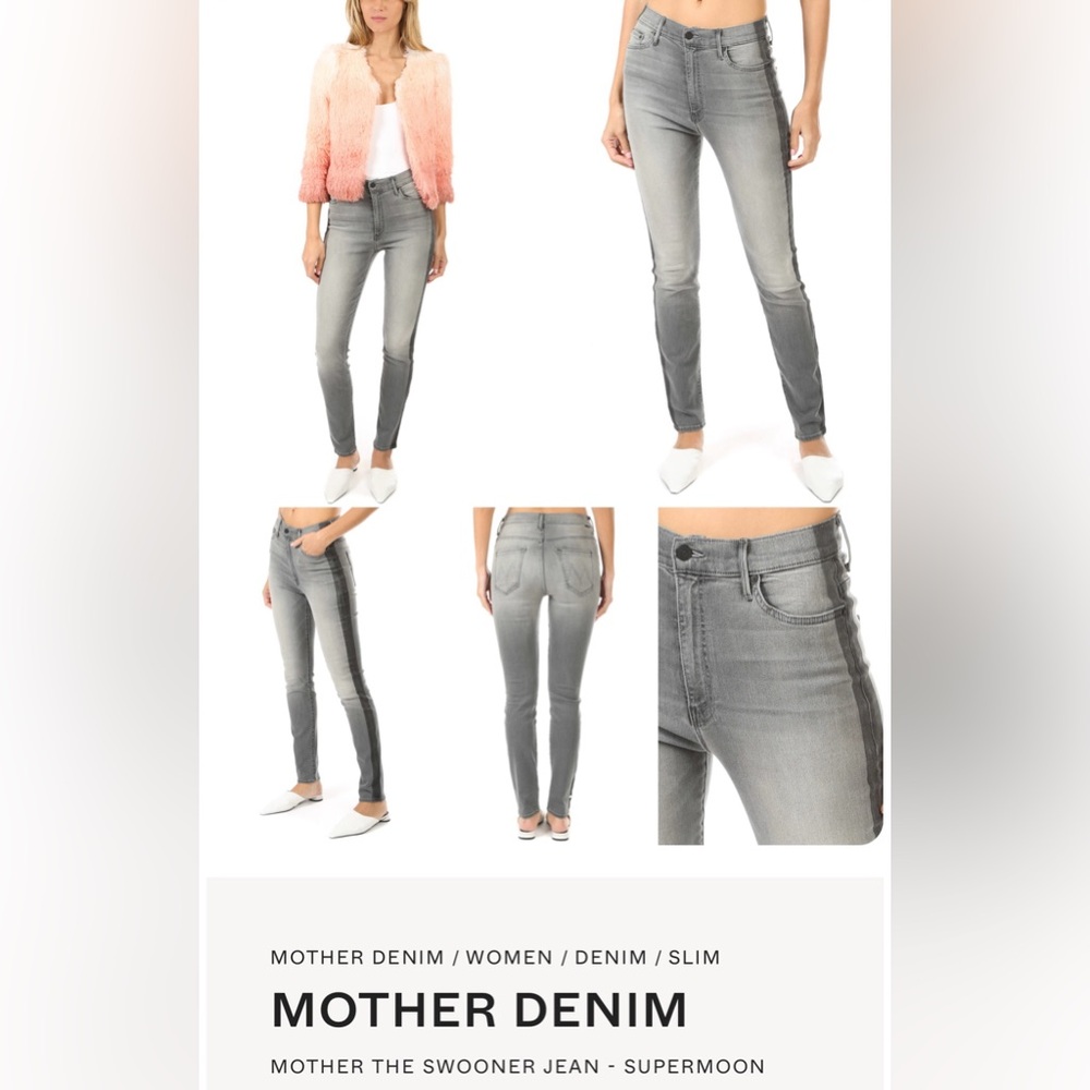 MOTHER Denim Supermoon Skinny Jeans in Gray